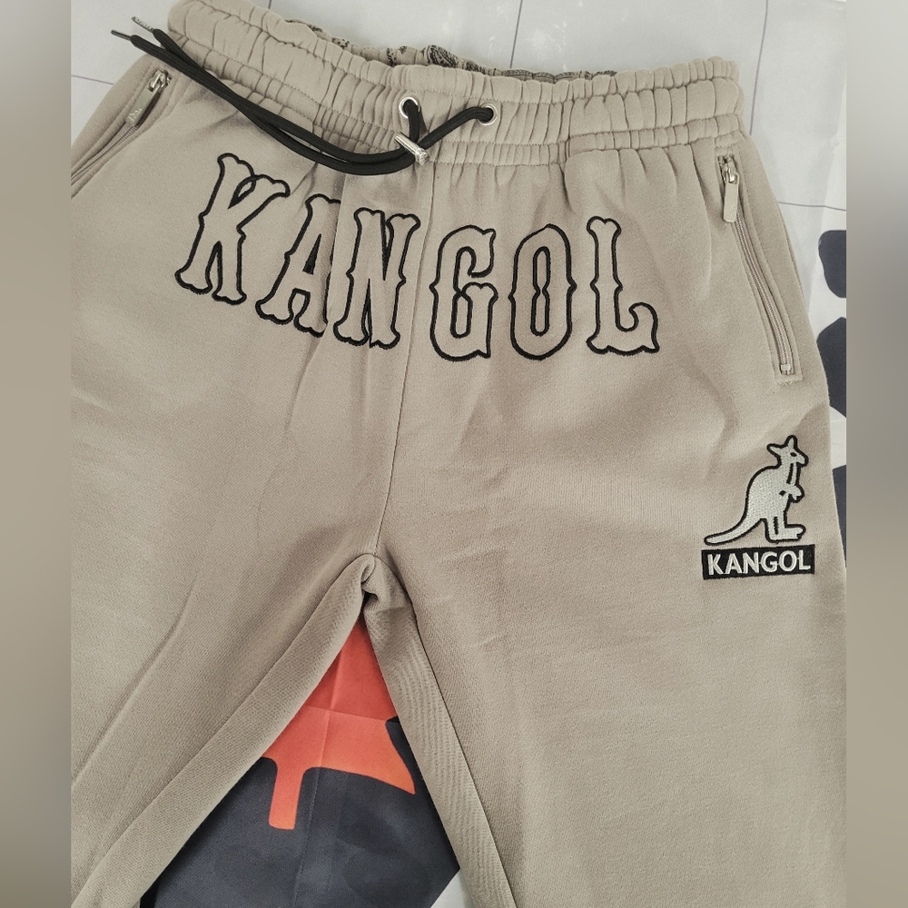 Kangol Large Sweatpants Mens Beige Paisley Brown NEW Spellout Boxed Out Pattern